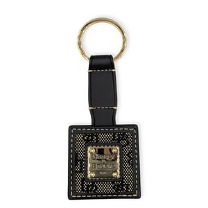 Dooney & Bourke Keychain Black Monogram Signature Leather Square Fob New In Box